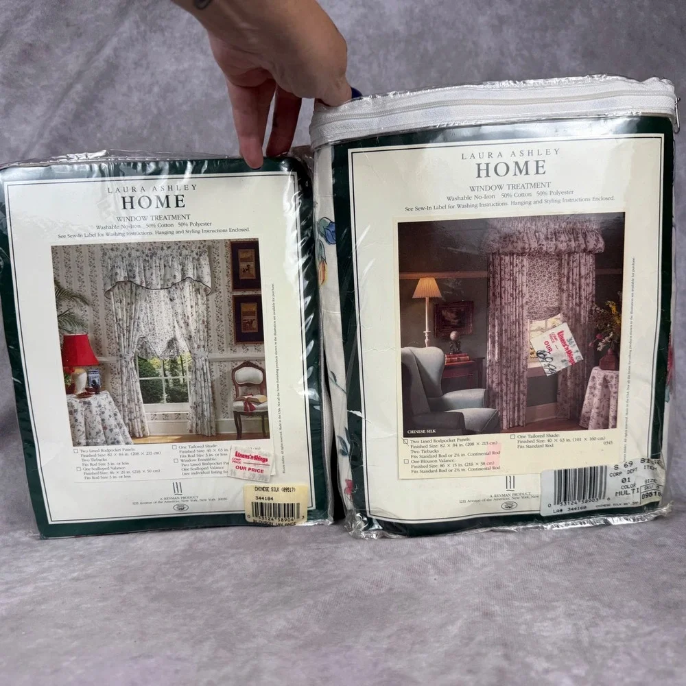 Laura Ashley Chinese Silk Floral Curtains 2 Panels 82
